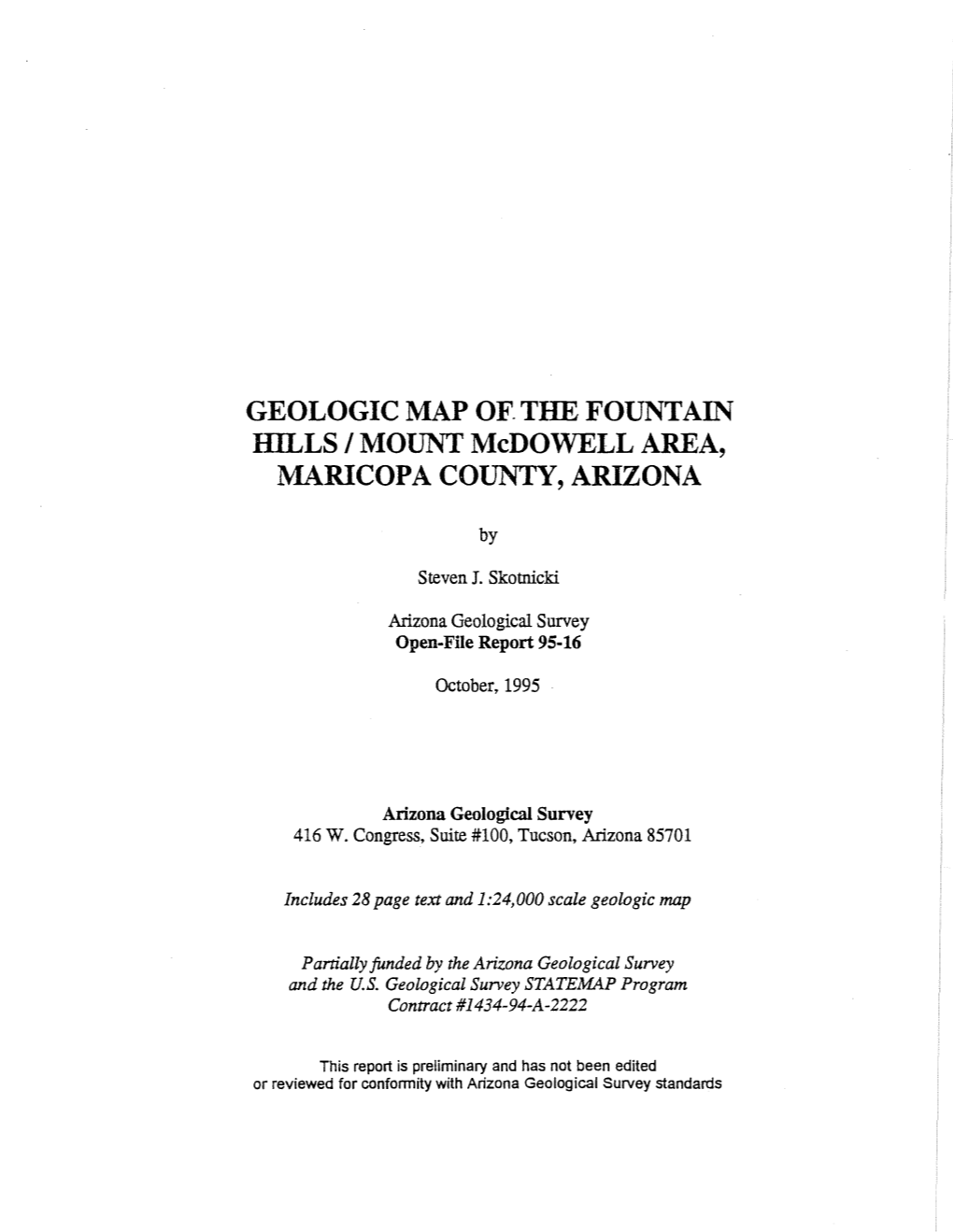 Geologic Map of the Fountain Hills