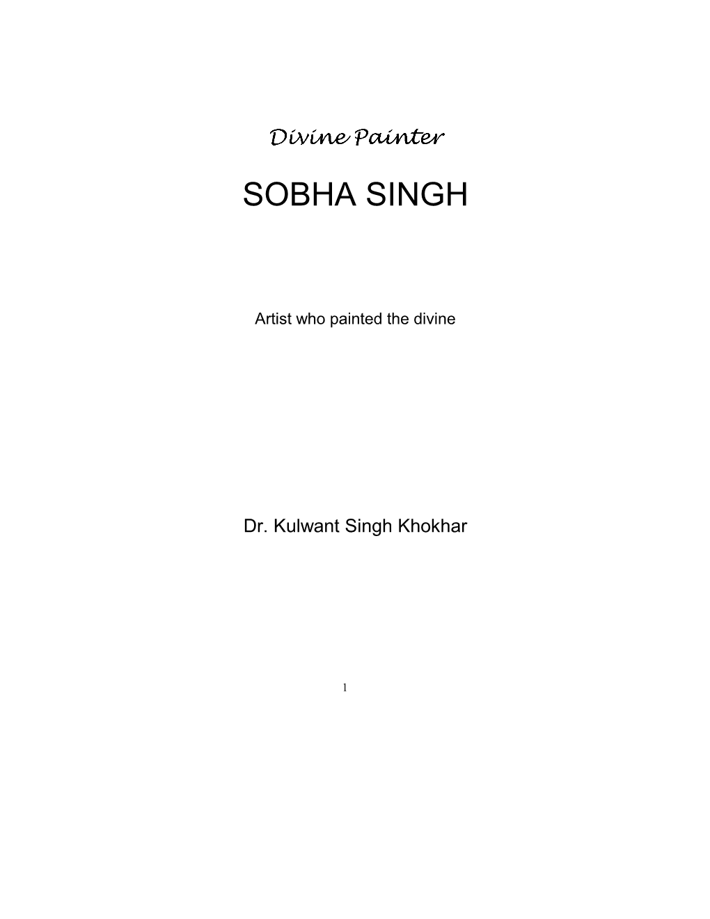 Divine Painter Sohba Singh