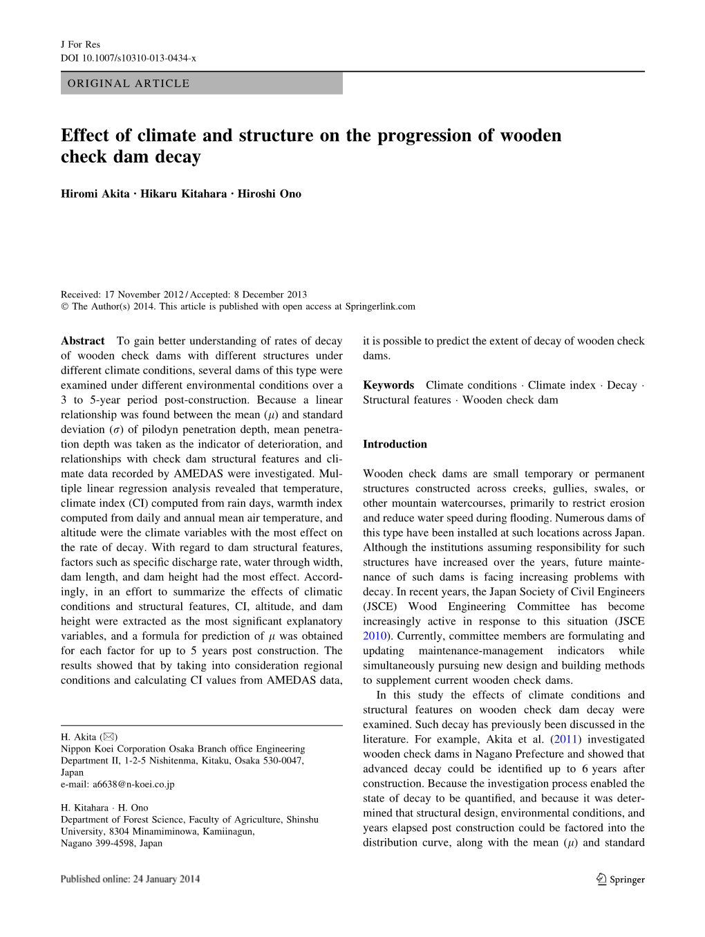 Effect of Climate and Structure on the Progression of Wooden Check Dam Decay