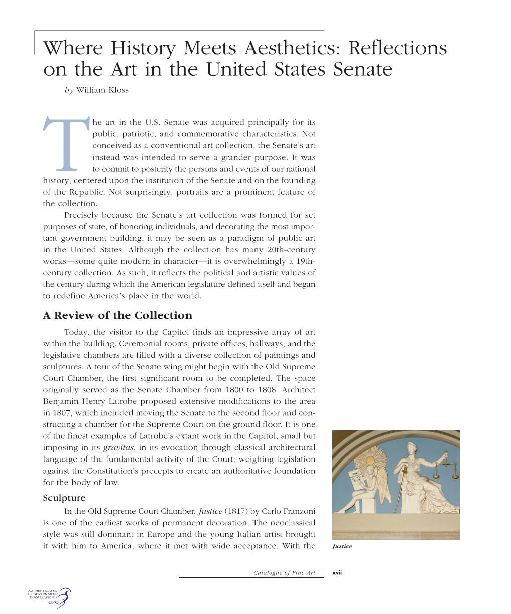 Reflections on the Art in the United States Senate by William Kloss