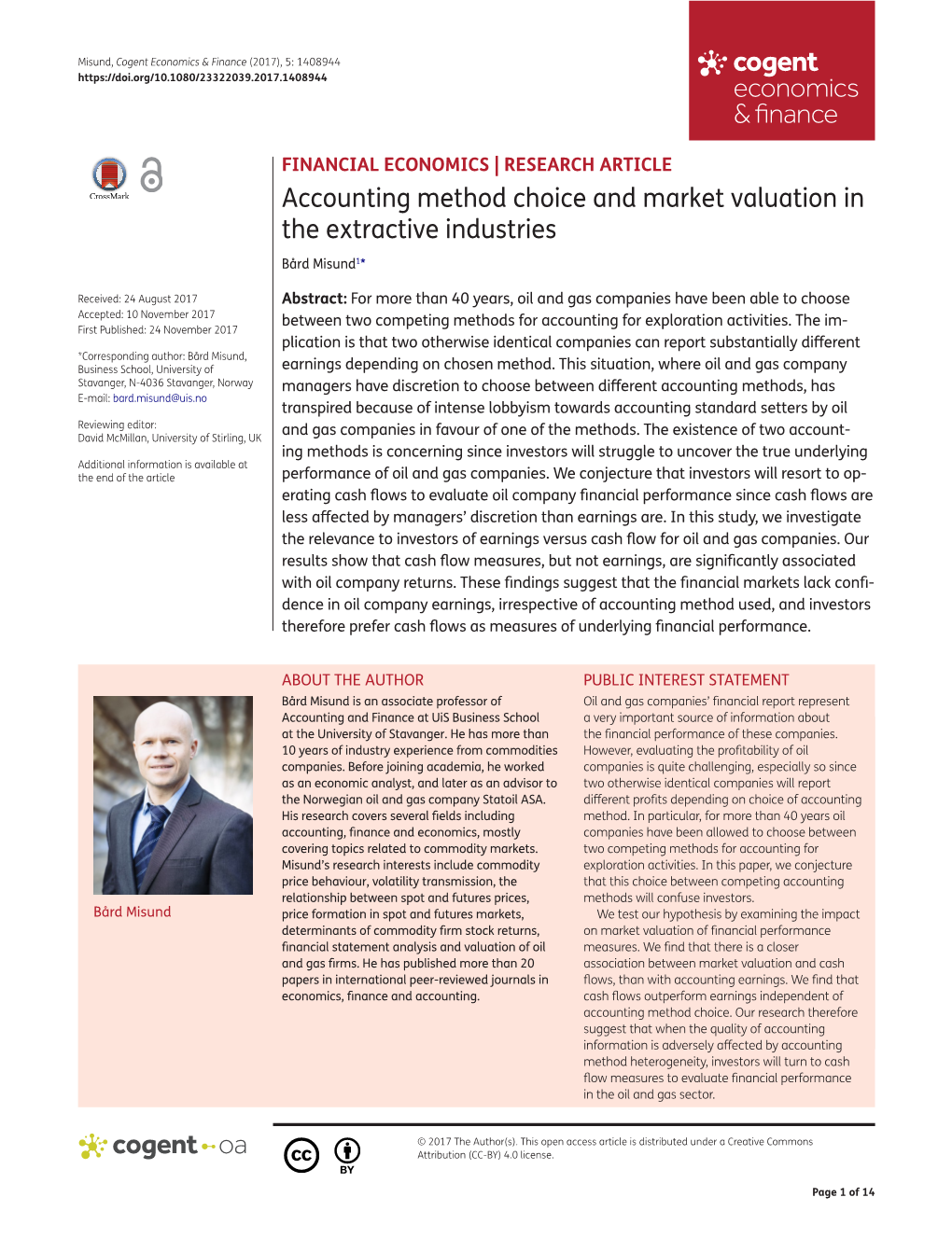 Accounting Method Choice and Market Valuation in the Extractive Industries Bård Misund1*