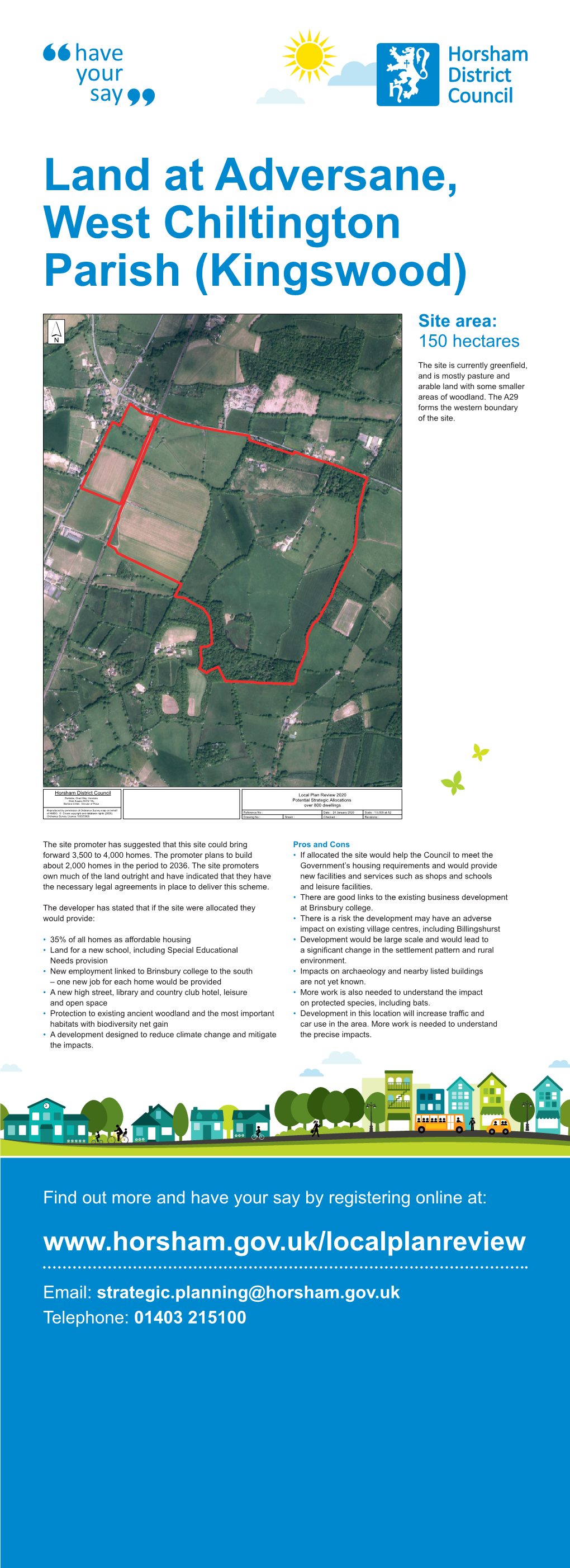 Land at Adversane, West Chiltington Parish (Kingswood) Site Area: ´ 150 Hectares