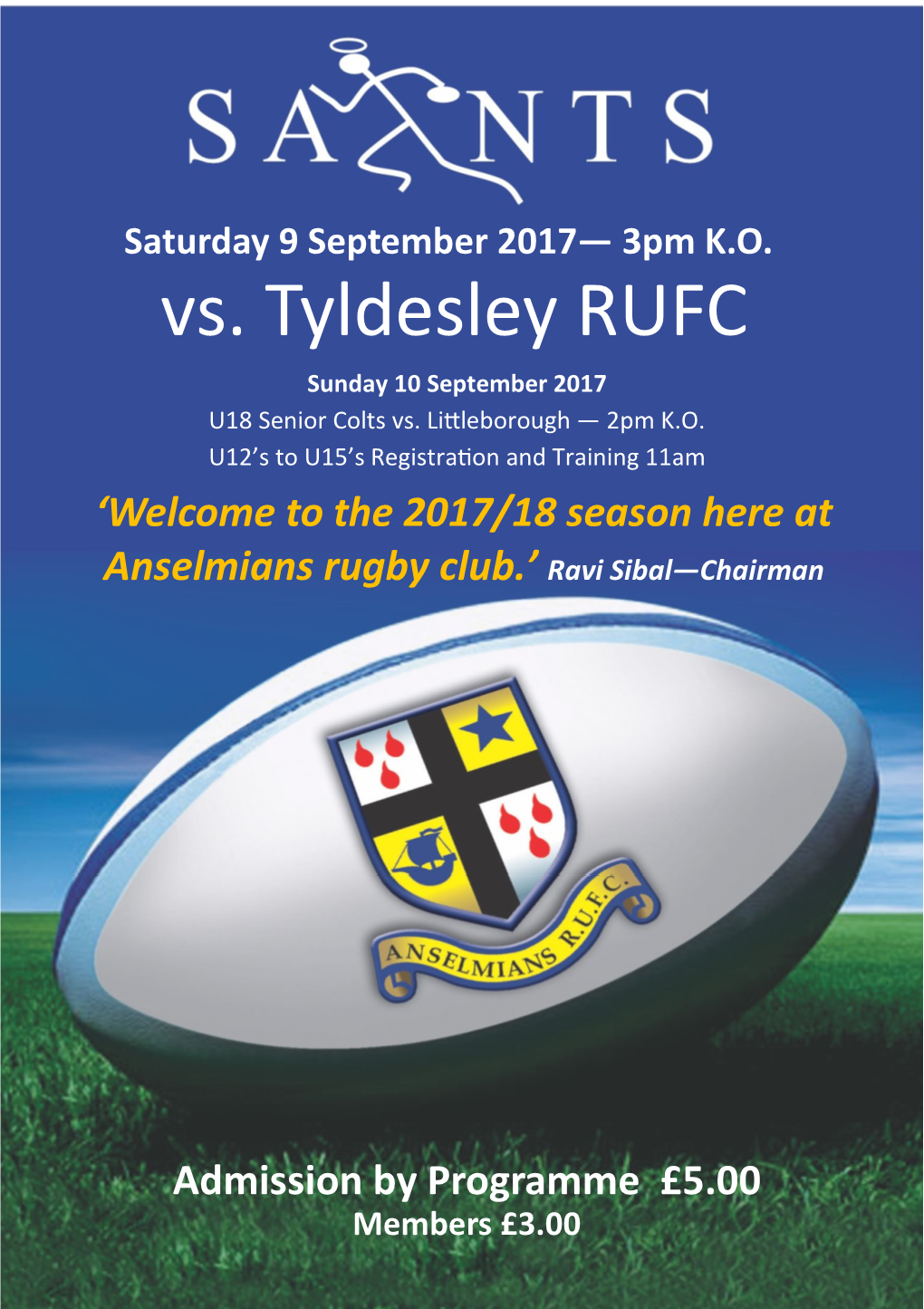 Vs. Tyldesley RUFC Sunday 10 September 2017 U18 Senior Colts Vs