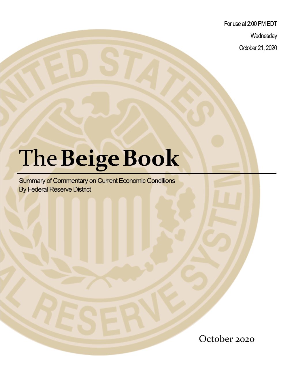 Beige Book--October 21, 2020