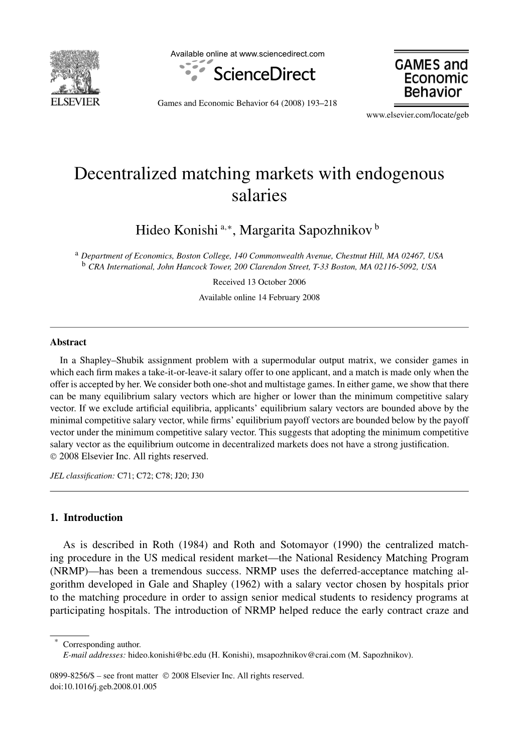 Decentralized Matching Markets with Endogenous Salaries