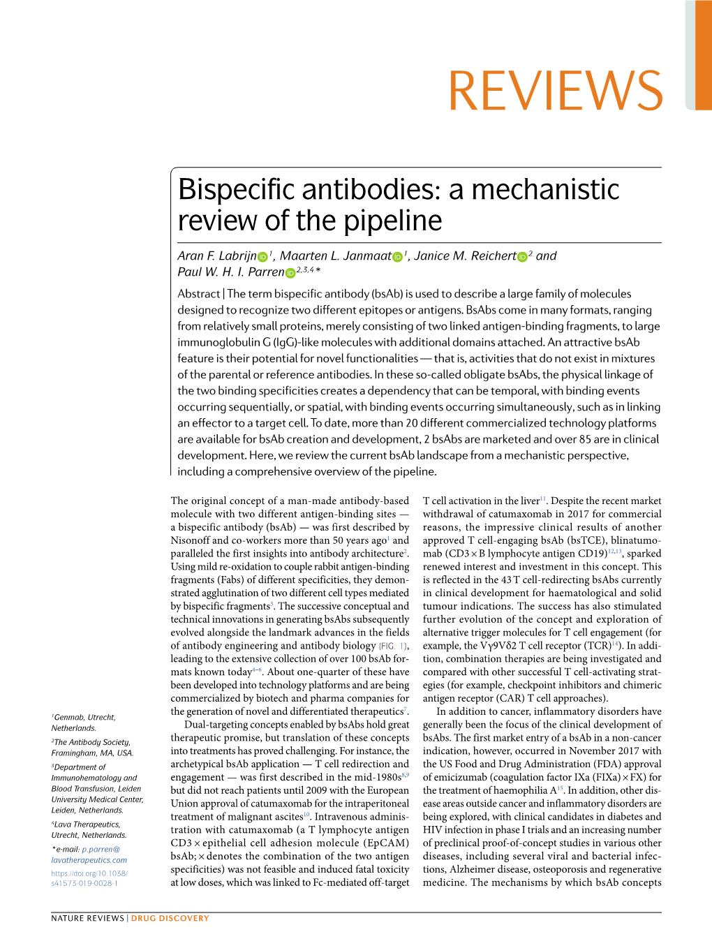 Bispecific Antibodies: a Mechanistic Review of the Pipeline