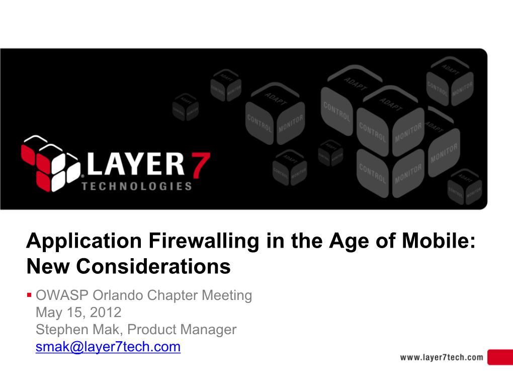 Application Firewalling in the Age of Mobile: New Considerations