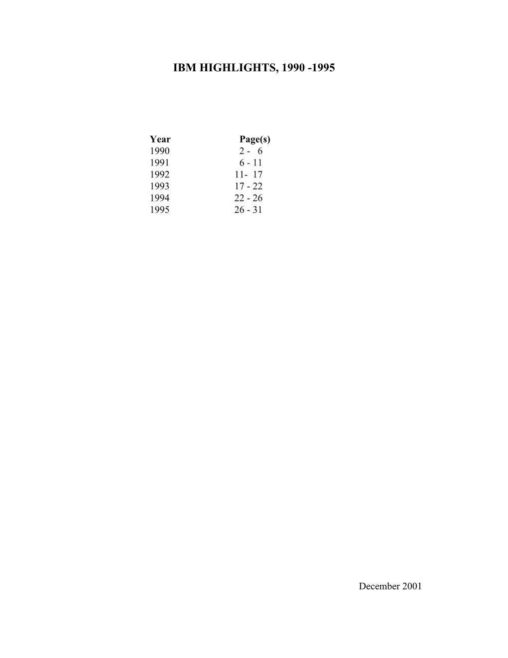 IBM Highlights, 1990-1995