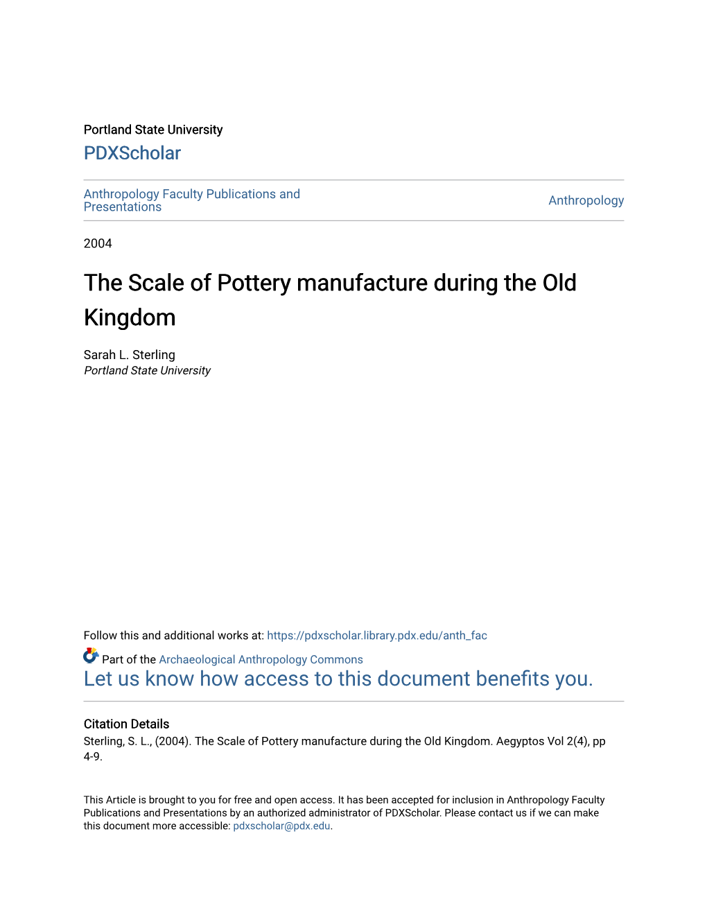 The Scale of Pottery Manufacture During the Old Kingdom