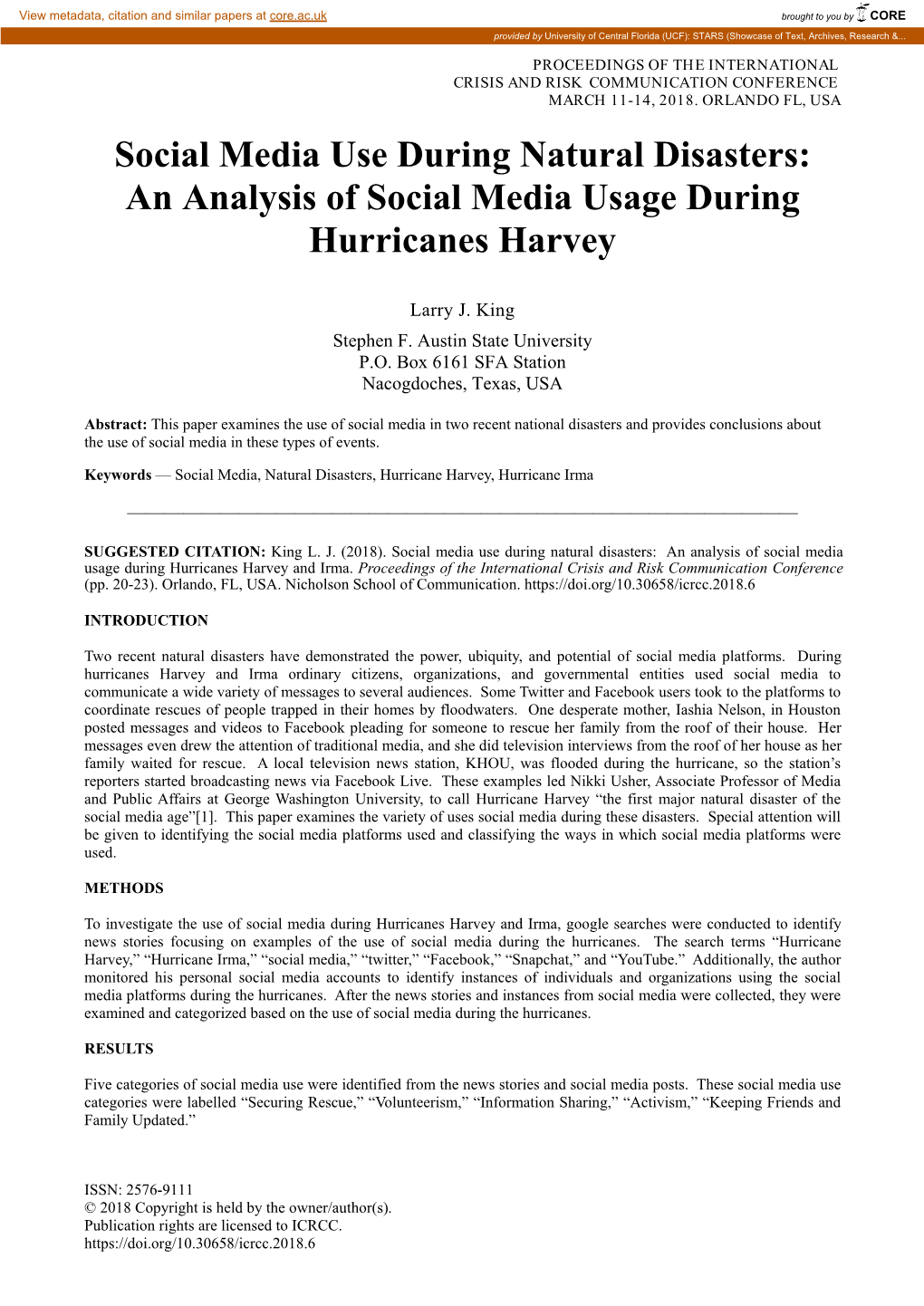 An Analysis of Social Media Usage During Hurricanes Harvey