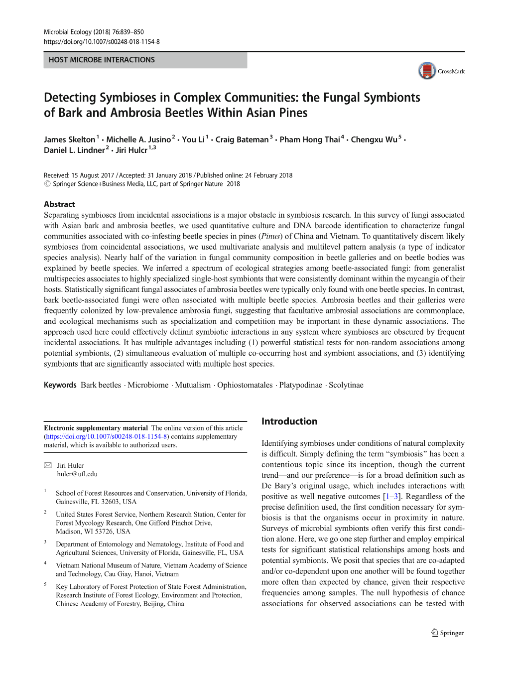 The Fungal Symbionts of Bark and Ambrosia Beetles Within Asian Pines