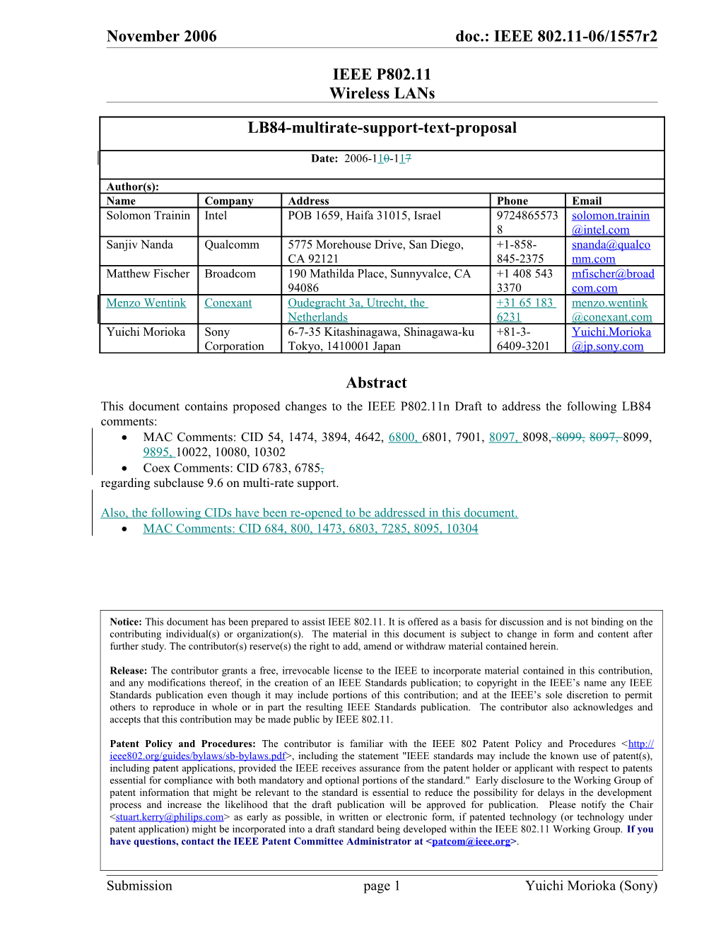 Background of Proposal in This Submission