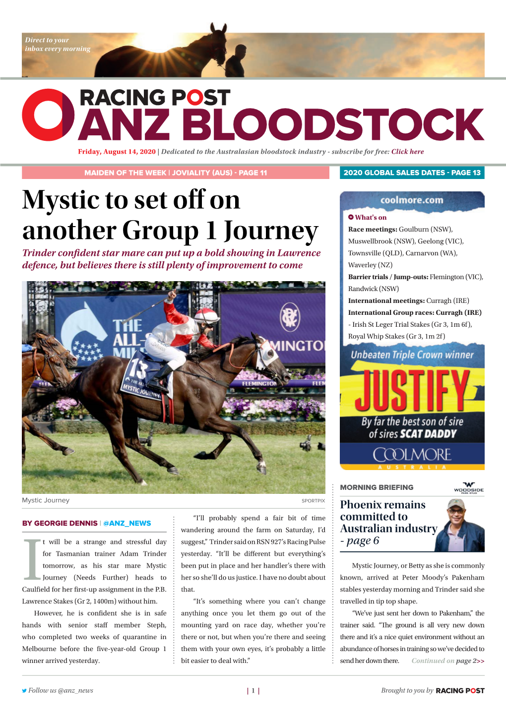 Australasian Bloodstock Industry - Subscribe for Free: Click Here