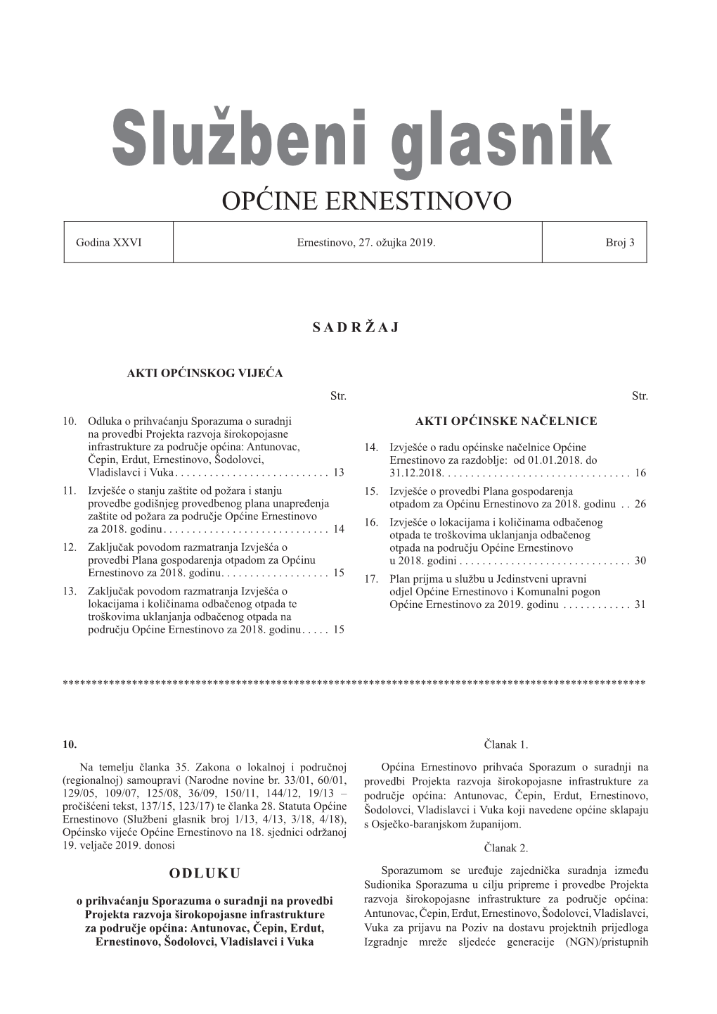 Službeni Glasnik Općine Ernestinovo 3-2019