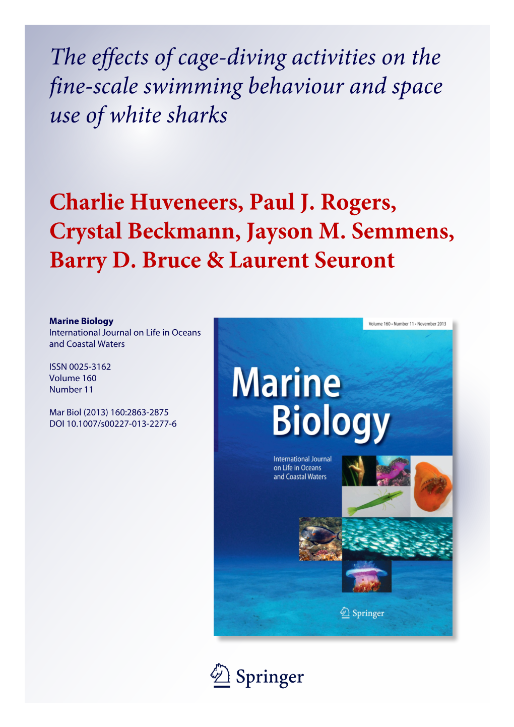 The Effects of Cage-Diving Activities on the Fine-Scale Swimming Behaviour and Space Use of White Sharks