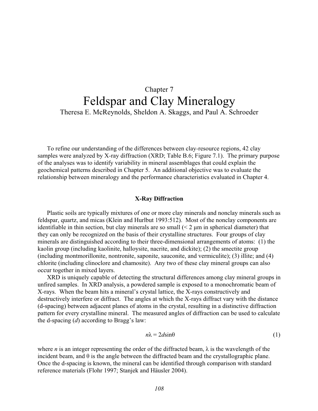 Feldspar and Clay Mineralogy Theresa E