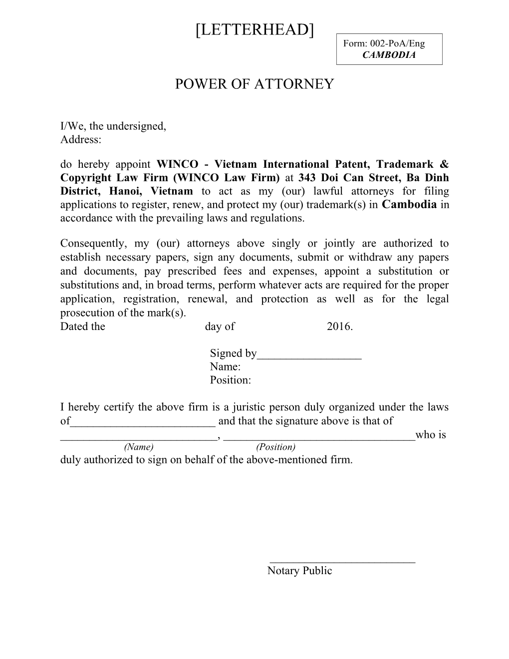 Power of Attorney