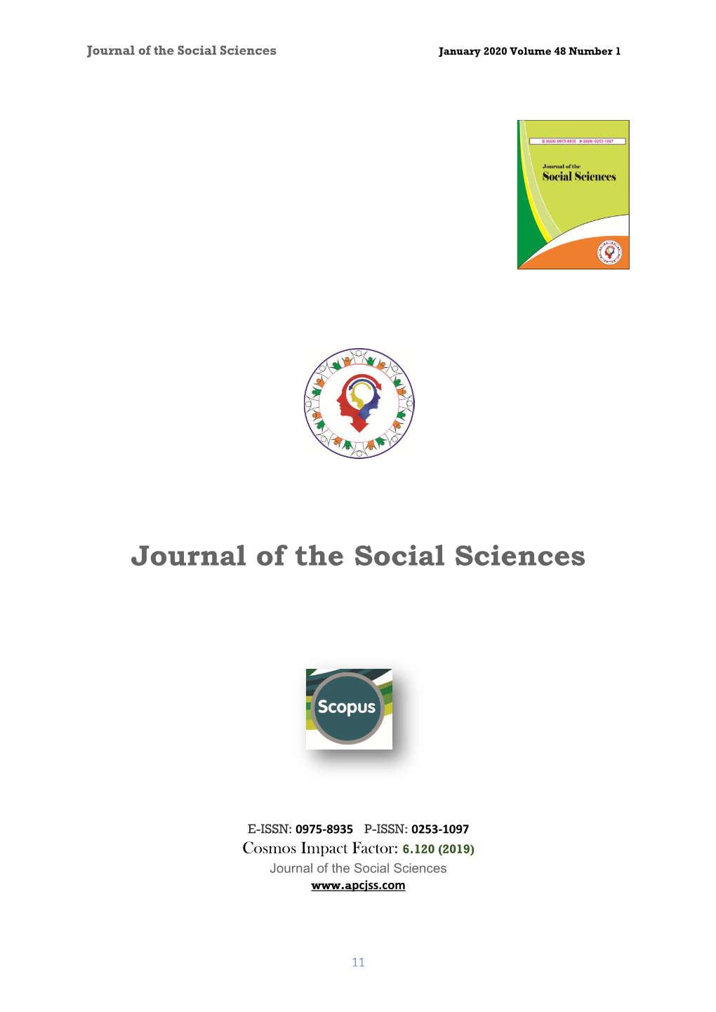 Journal of the Social Sciences January 2020 Volume 48 Number 1