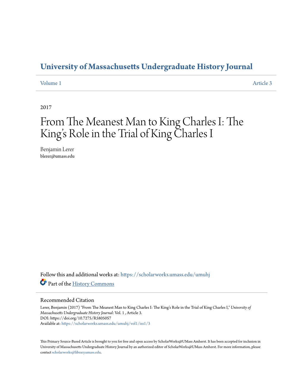 From the Meanest Man to King Charles I: the King’S Role