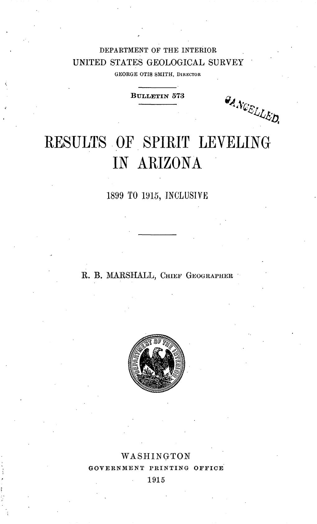 Results of Spirit Leveling in Arizona