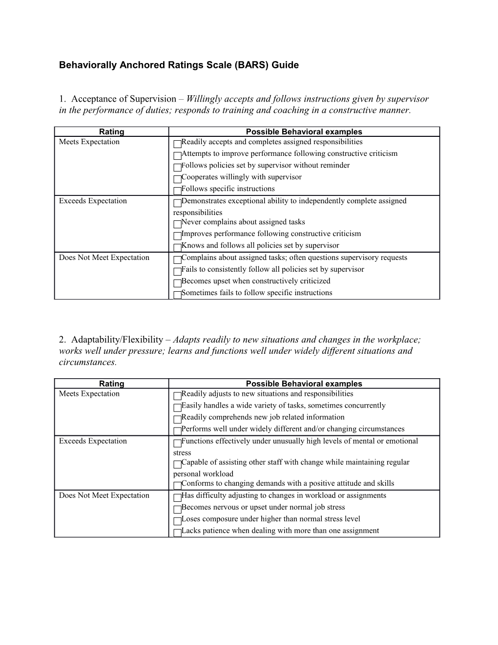 Suggested General Factors and Brief Descriptions