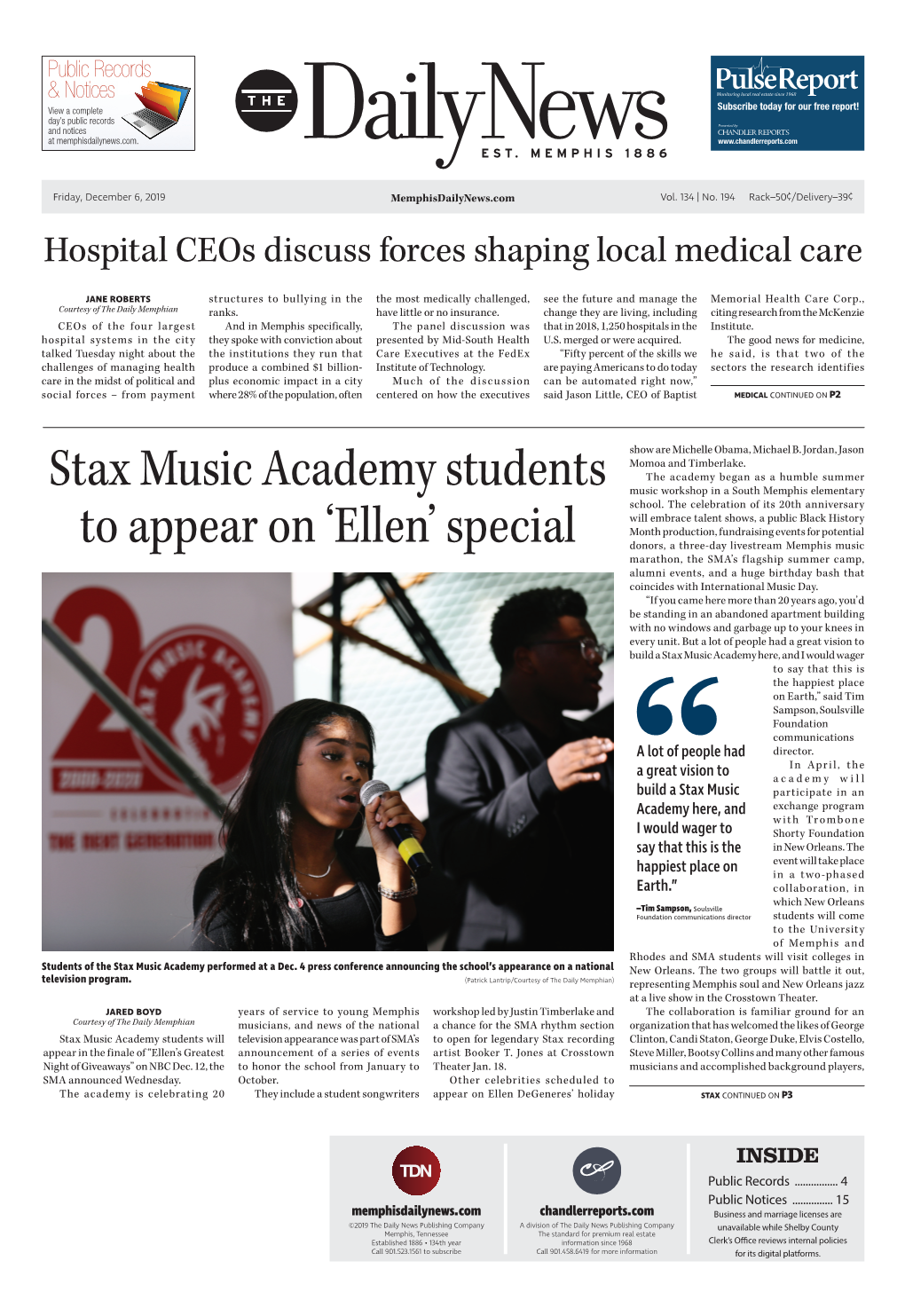 Stax Music Academy Students to Appear On