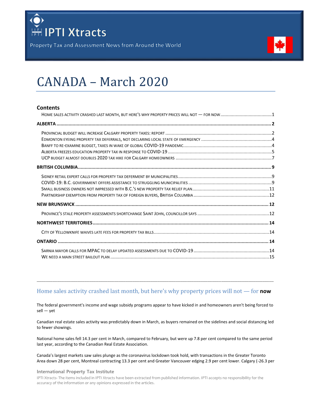 CANADA – March 2020