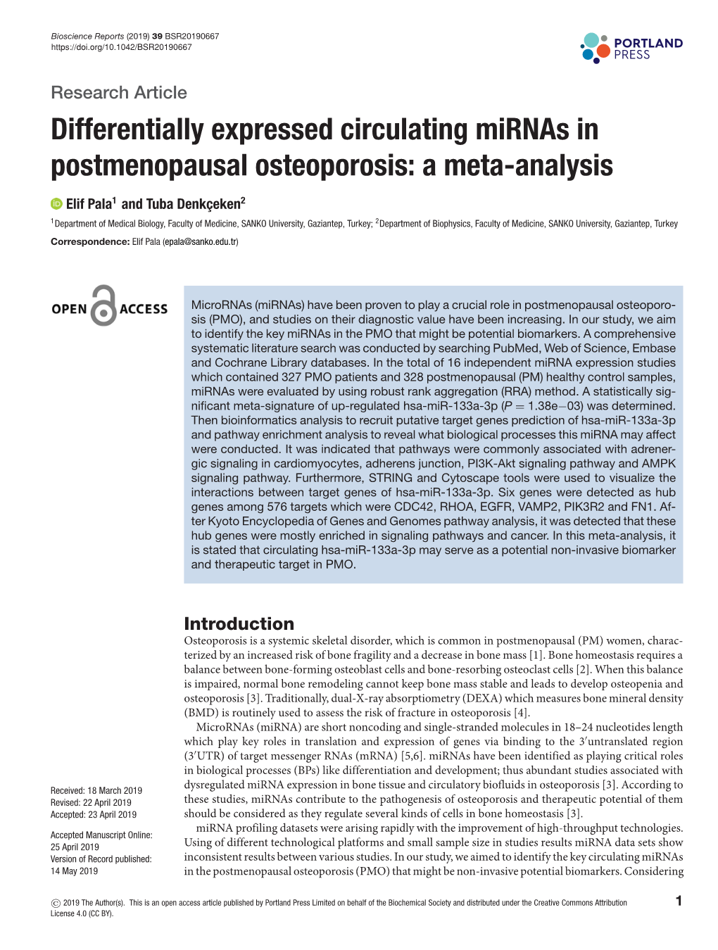 Differentially Expressed Circulating Mirnas in Postmenopausal Osteoporosis: a Meta-Analysis