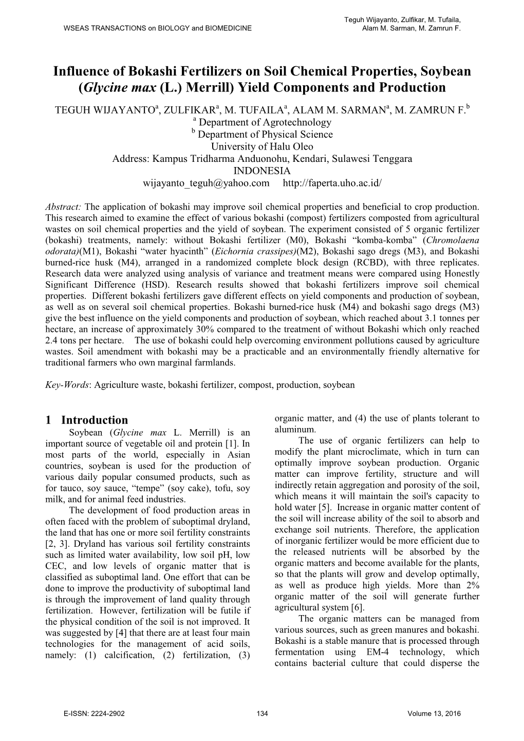 Influence of Bokashi Fertilizers on Soil Chemical Properties, Soybean (Glycine Max (L.) Merrill) Yield Components and Production