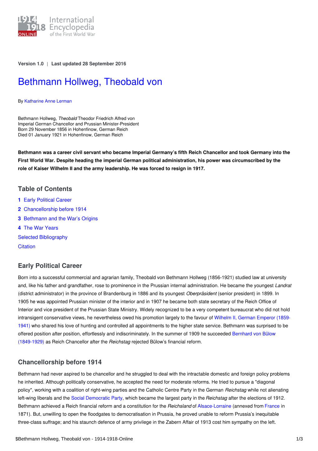 Bethmann Hollweg, Theobald Von