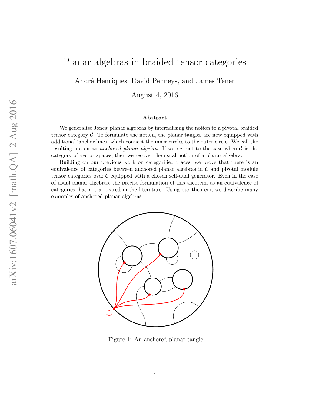 Planar Algebras in Braided Tensor Categories Arxiv:1607.06041V2