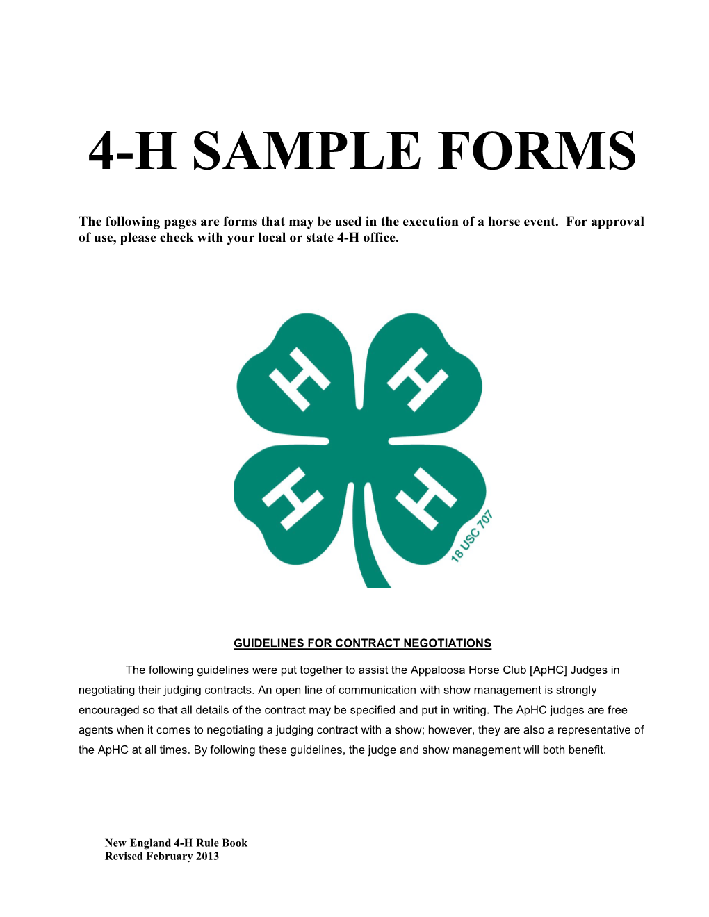 4-H Sample Forms