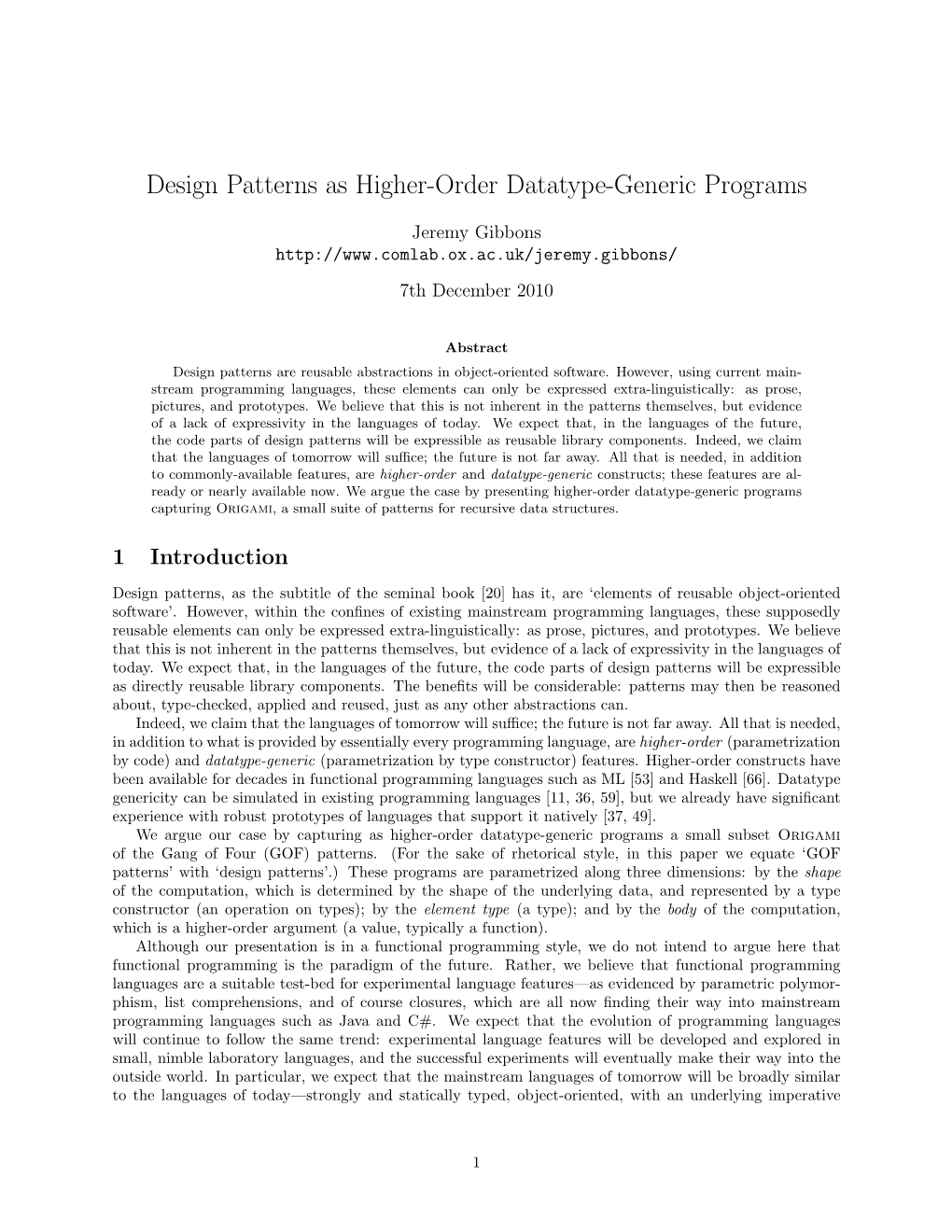 Design Patterns As Higher-Order Datatype-Generic Programs