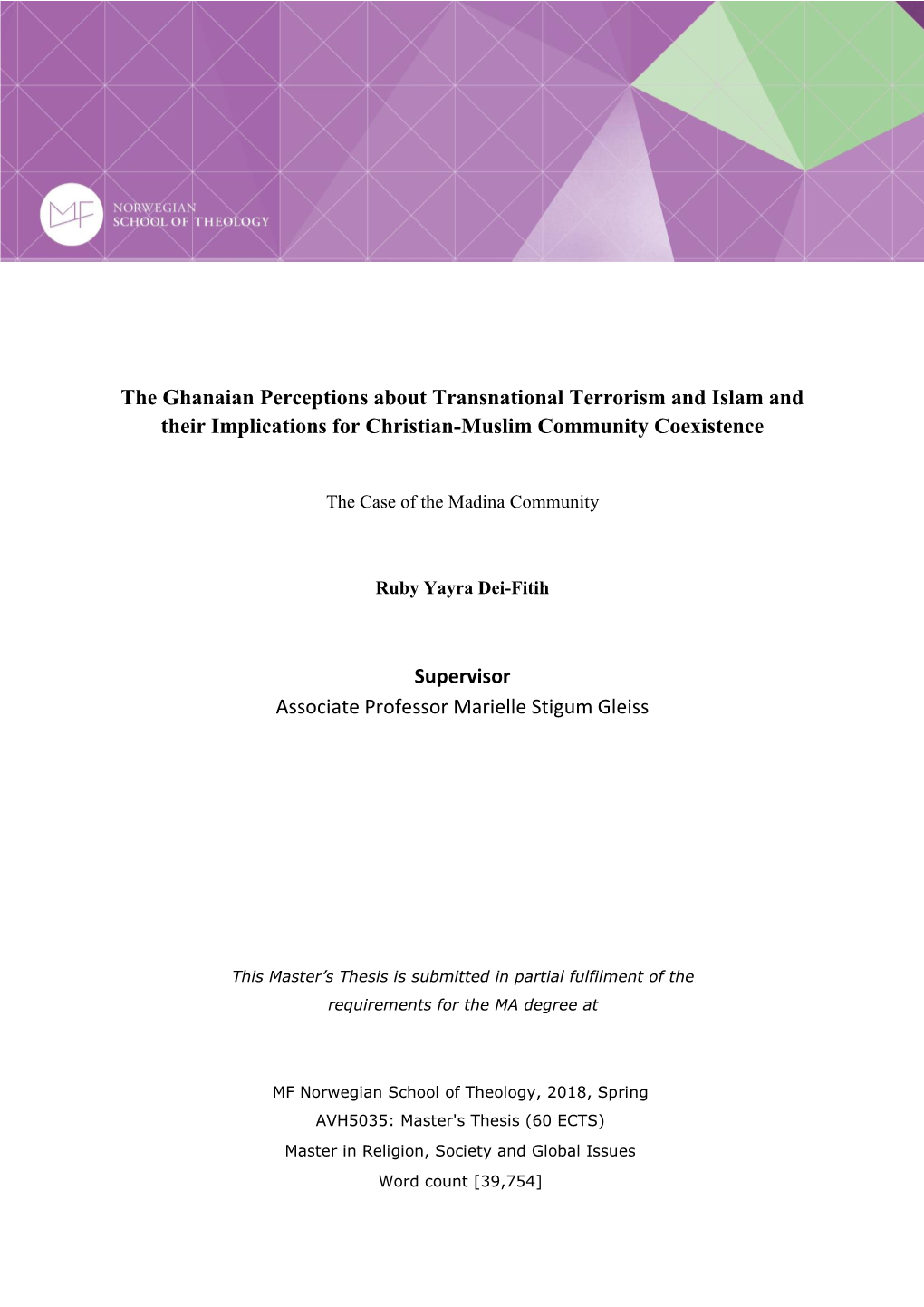 The Ghanaian Perceptions About Transnational Terrorism and Islam and Their Implications for Christian-Muslim Community Coexistence