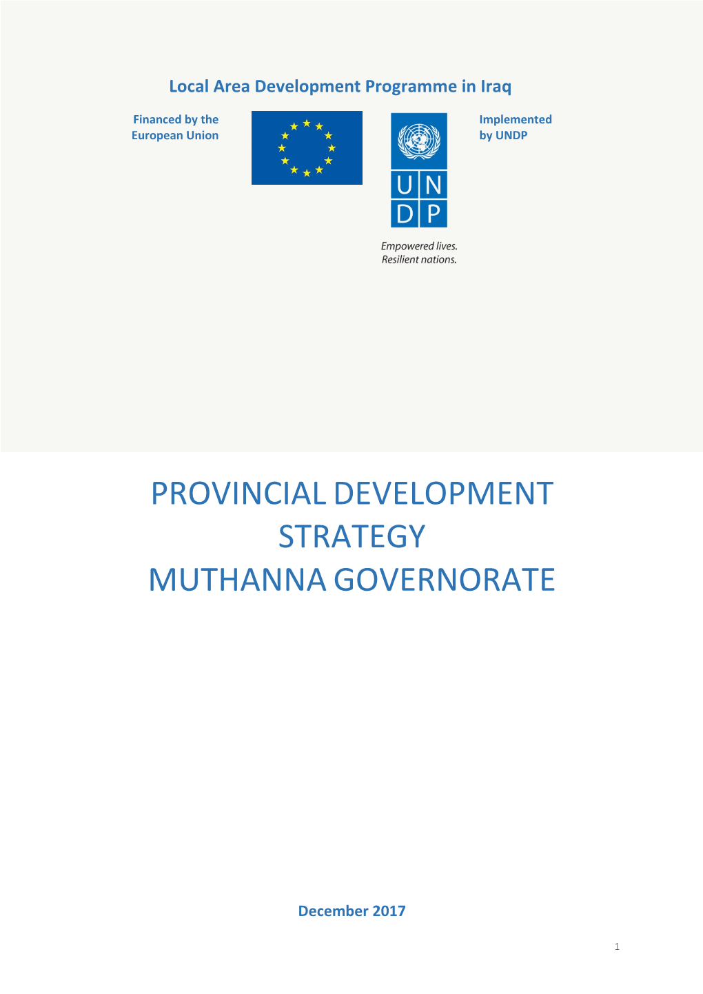 Provincial Development Strategy 2018–2022 Muthanna Governorate