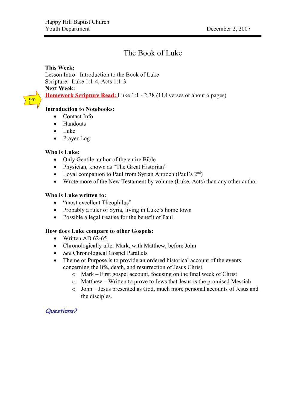 The Book of Luke