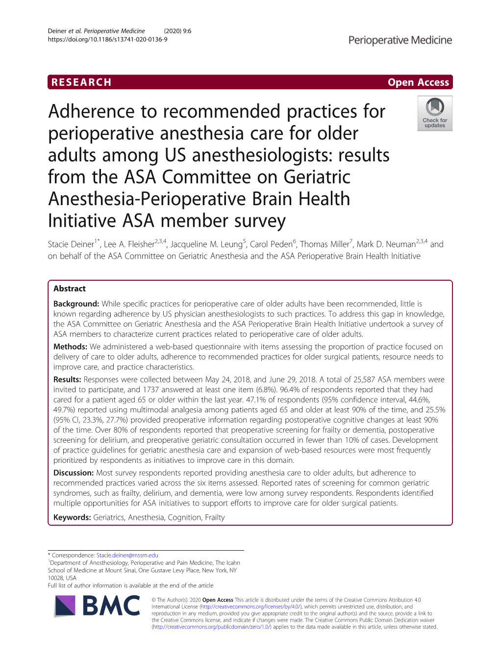 Adherence to Recommended Practices For