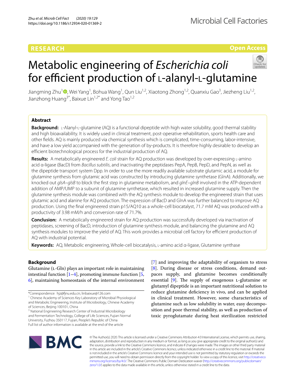 Metabolic Engineering of Escherichia Coli For