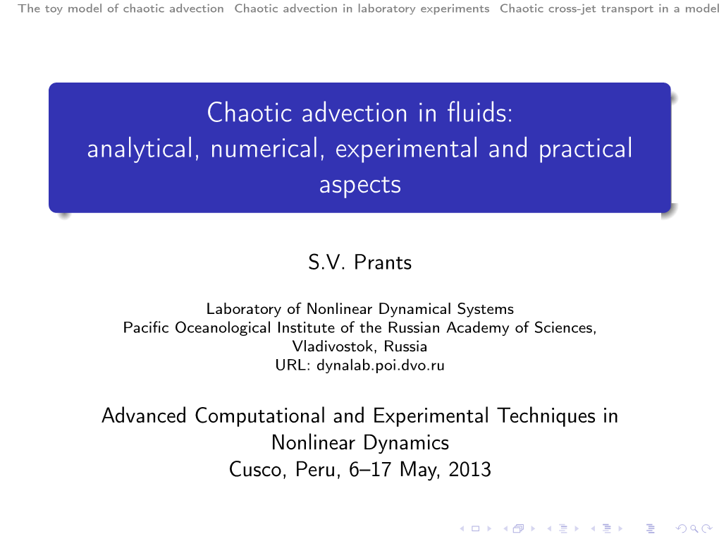 Chaotic Advection in Fluids