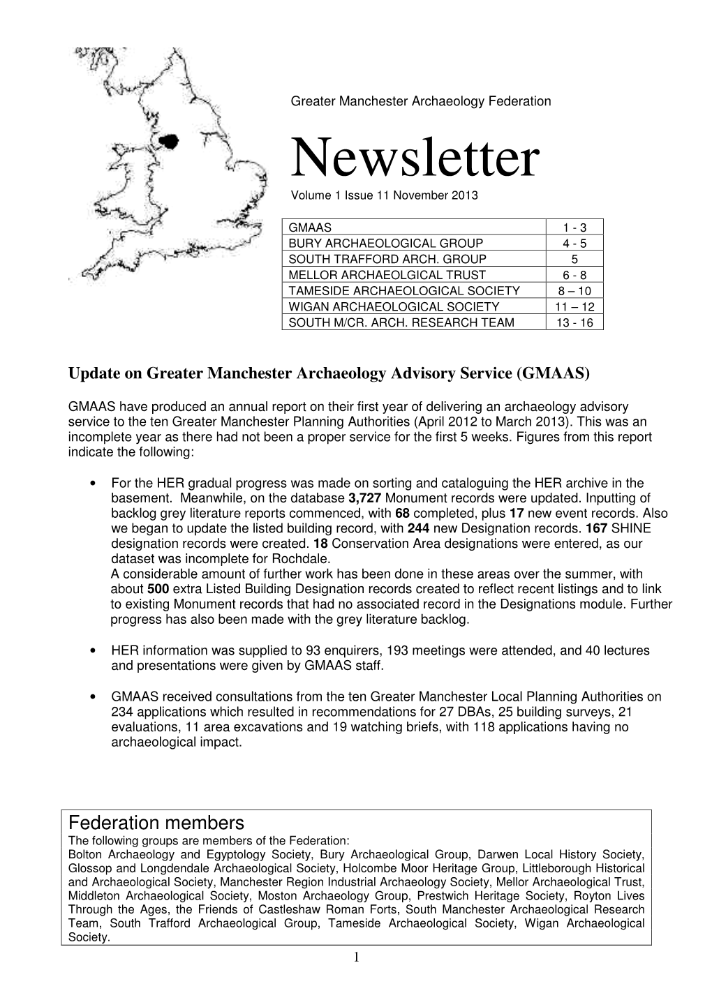 Newsletter Volume 1 Issue 11 November 2013