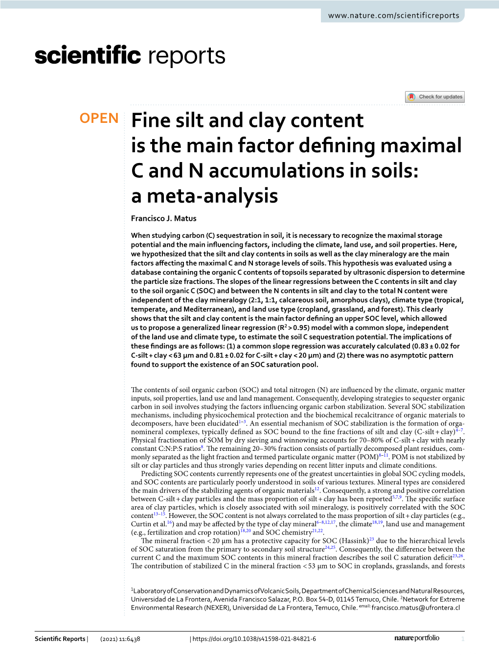 Fine Silt and Clay Content Is the Main Factor Defining Maximal C