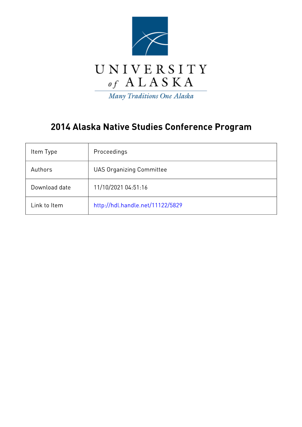 Alaska Native Studies Journal Call for Papers