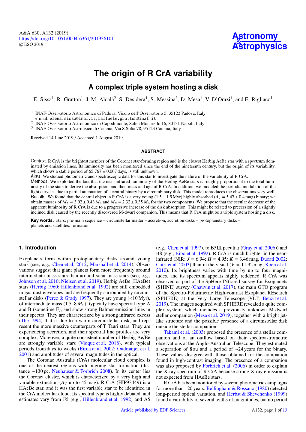 The Origin of R Cra Variability a Complex Triple System Hosting a Disk