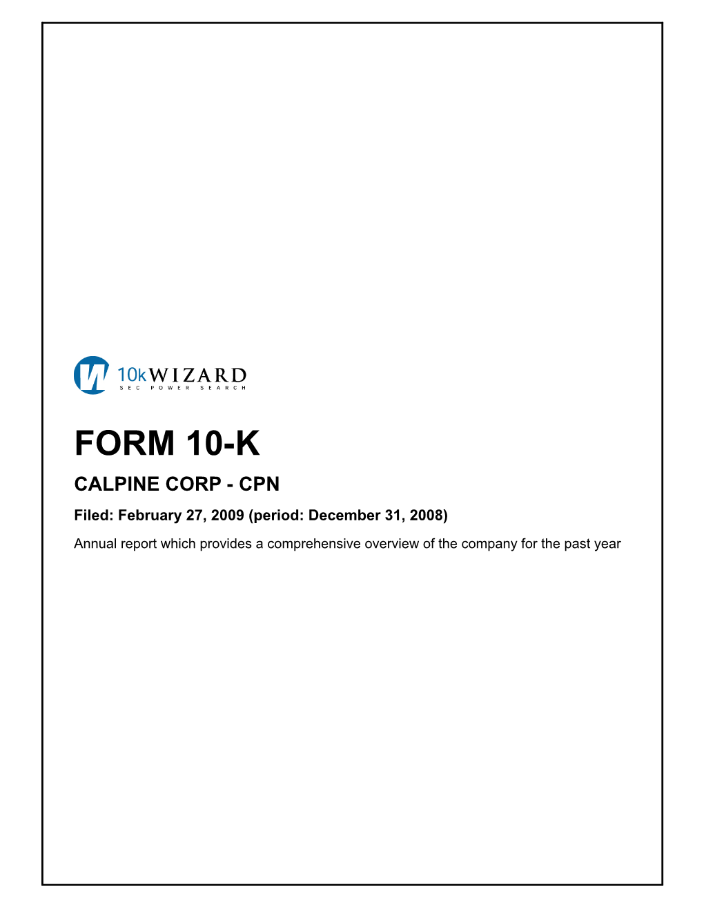 Form 10-K Calpine Corp