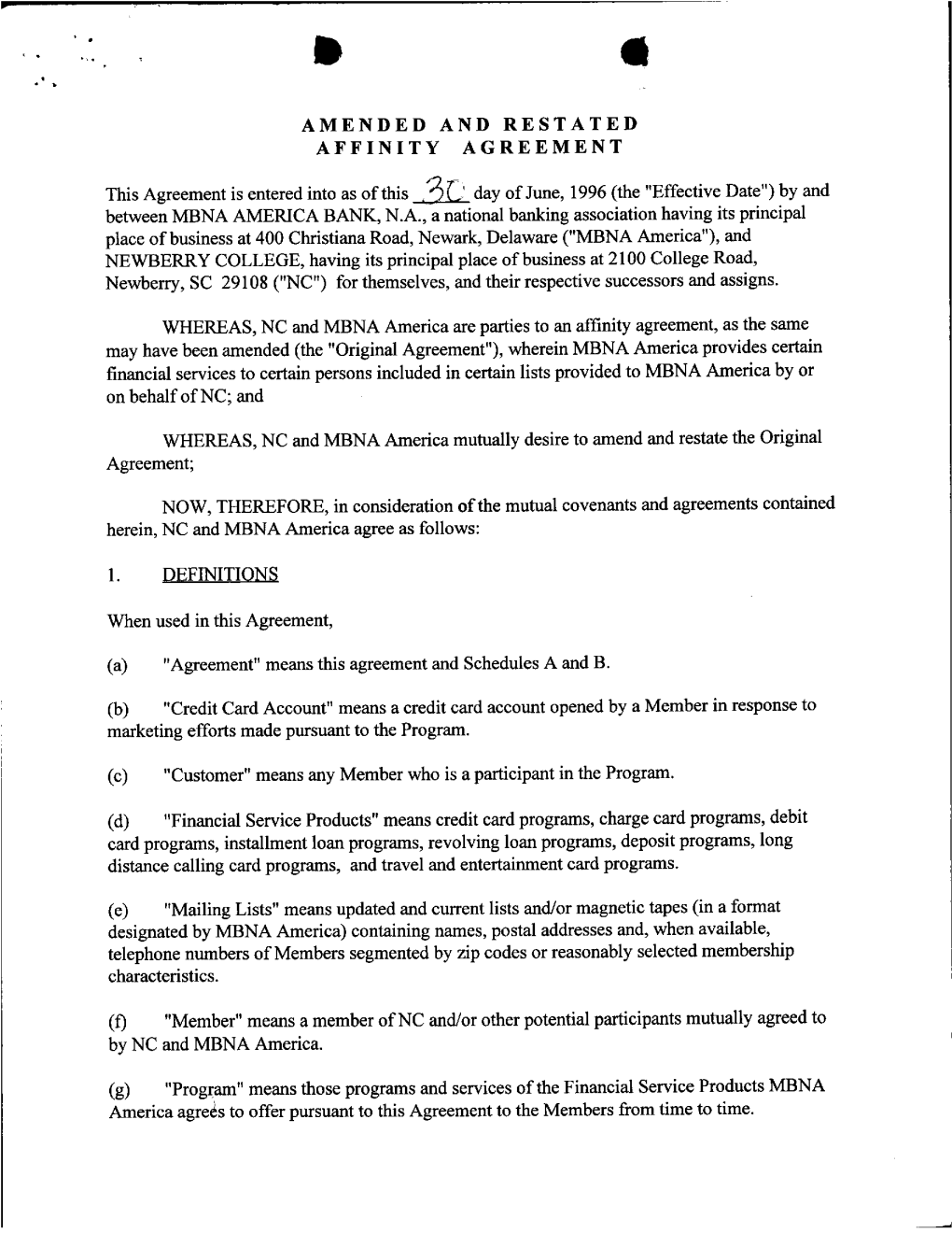 AMENDED and RESTATED AFFINITY AGREEMENT 11), This