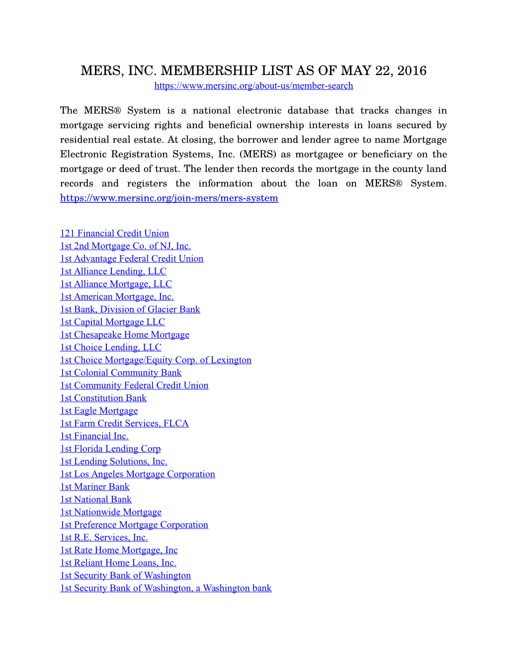 Mers Membership List