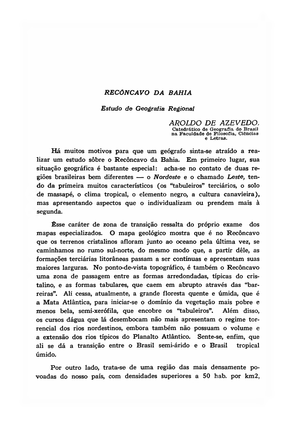 RECÔNCAVO DA BAHIA Estudo De Geografia Regional