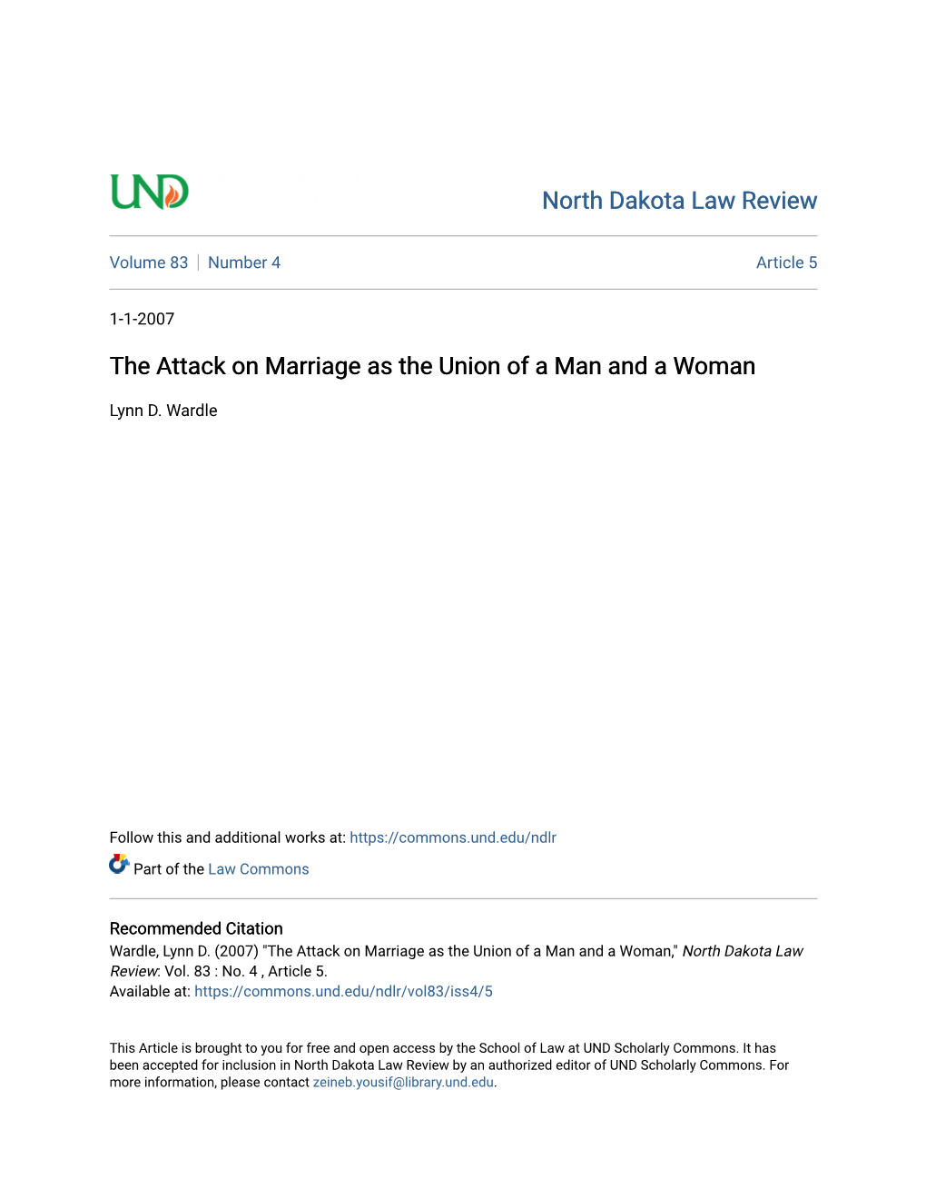 The Attack on Marriage As the Union of a Man and a Woman