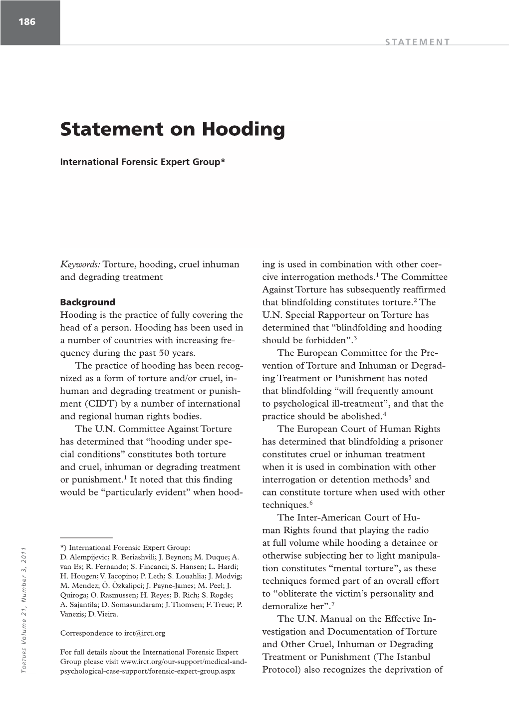 Statement on Hooding