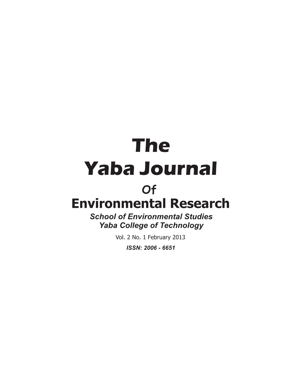 Journal School of Environmental Studies 2013